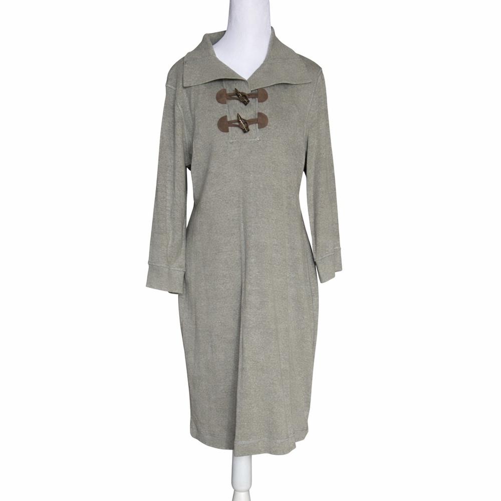 Lauren Ralph Lauren Toggle Button Walden Taupe Knit Gray Dress Size XL